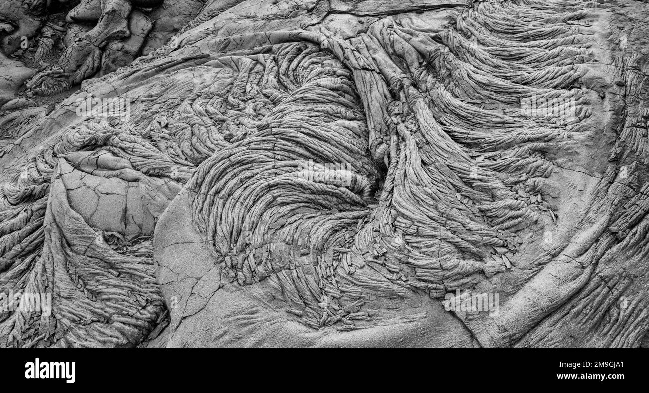 Primo piano di lava solidificata, Hawaii Volcanoes National Park, Hawaii Islands, USA Foto Stock