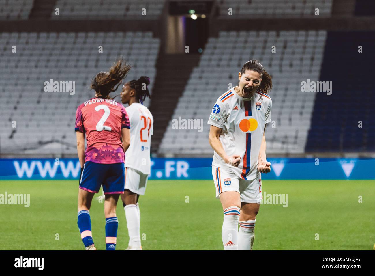 Signe Bruun (24) di OL in occasione della partita della UEFA Women's Champions League tra Olympique Lyonnais e Juventus FC allo stadio Groupama di Décines-Charpieu, Francia. (Paoline FIGUET - SPP) Foto Stock