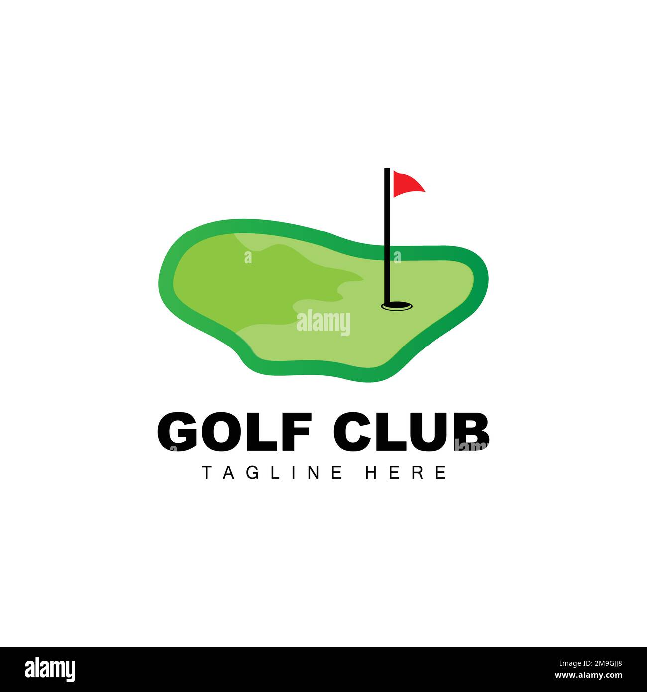 Golf Ball Logo, Vector Stick Golf. Gioco di sport all'aperto, disegno di disciplina, modello di icona Illustrazione Vettoriale