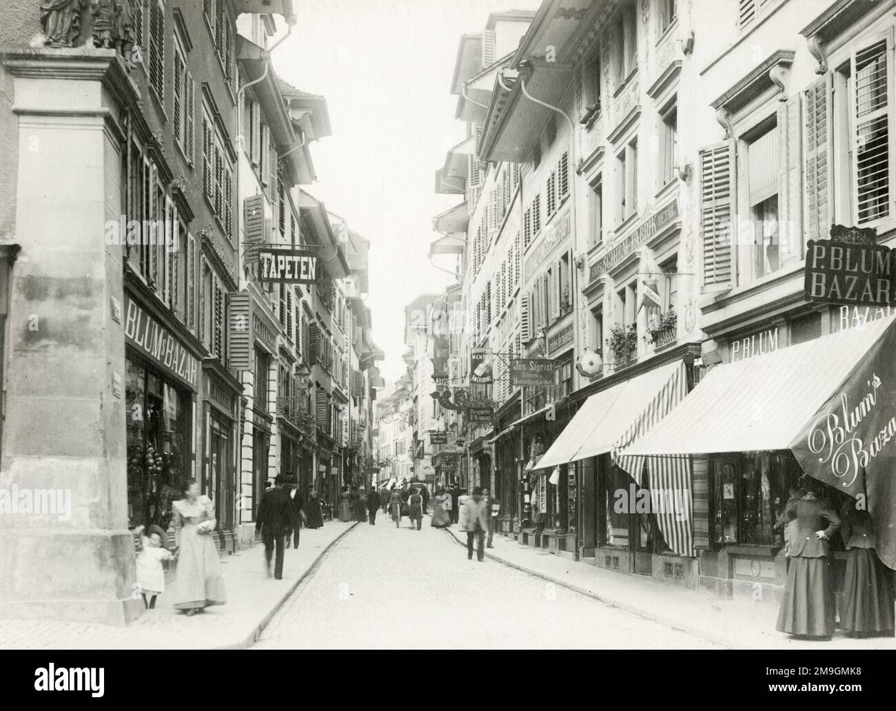 Vintage 19th c. photo - Kapellgasse Lucerna, Lucerna, Svizzera Foto Stock