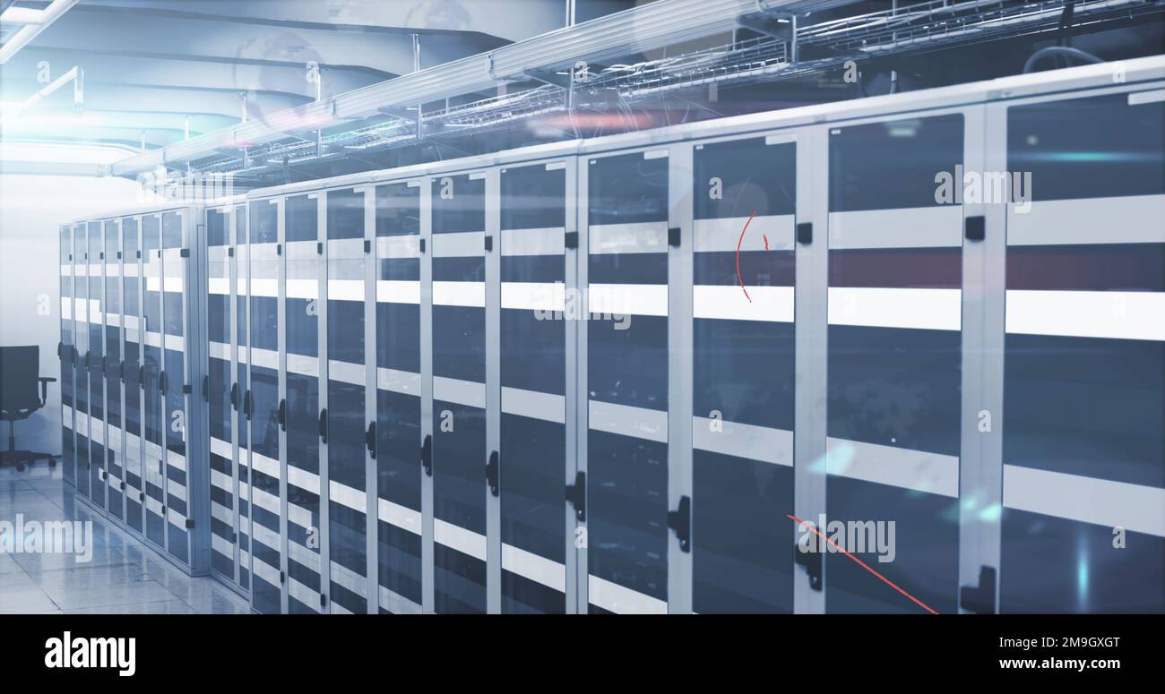 Immagine dell'elaborazione dei dati su server di computer Foto Stock