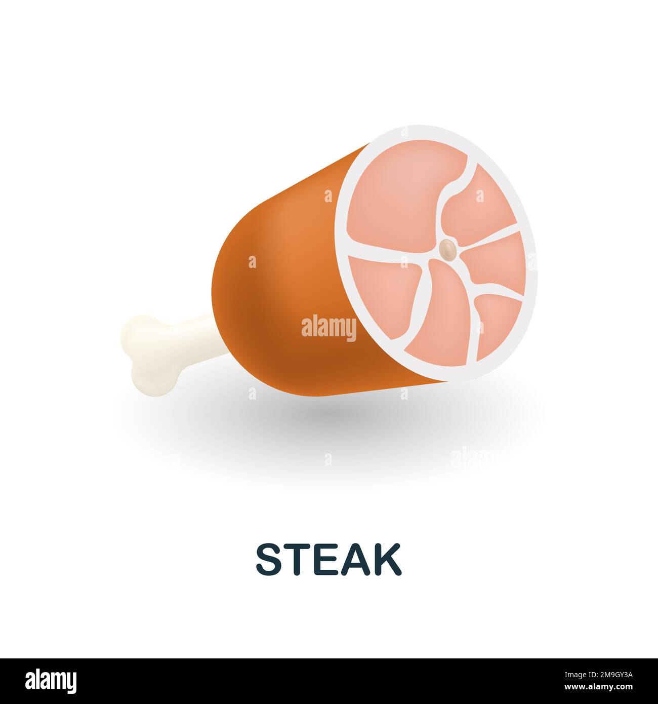 Icona Steak. 3d illustrazione dalla collezione del mercato alimentare. Creative Steak 3D icona per web design, modelli, infografiche e altro ancora Illustrazione Vettoriale
