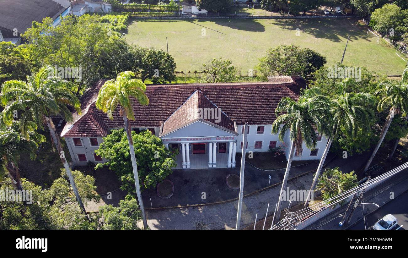 Recife, Brasile. 18th Jan, 2023. Il 3rd febbraio, le istituzioni educative di Pernambuco, il centenario Colégio Americano Batista, sono state messe all'asta per R$41.396,75, ma sono state valutate a R$103.659.150,00. Il college fu fondato nel 1906. Situato a Rua Dom Bosco, n. 1308, nel quartiere di Boa Vista, nella regione centrale di Recife, ha una superficie totale stimata di 35.000 m². Riprese aeree. Credit: João Carlos Mazella/FotoArena/Alamy Live News Foto Stock