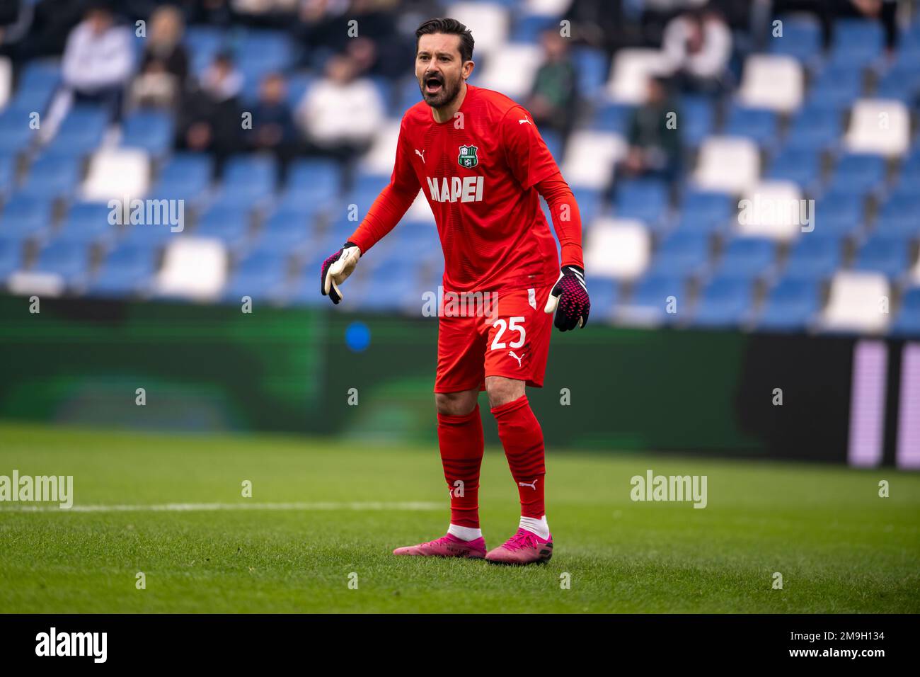 Gianluca Pegolo (Sassuolo) durante la Serie Italiana Un match tra Sassuolo 0-2 Lazio allo Stadio Mapei il 15 gennaio 2023 a Reggio Emilia. Credit: Maurizio Borsari/AFLO/Alamy Live News Foto Stock