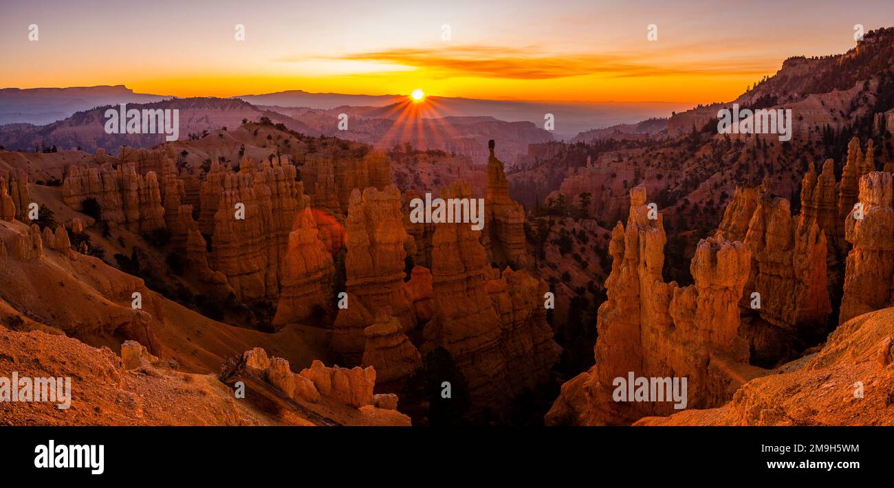 Fairyland Point al tramonto, Bryce Canyon National Park, Utah, USA Foto Stock