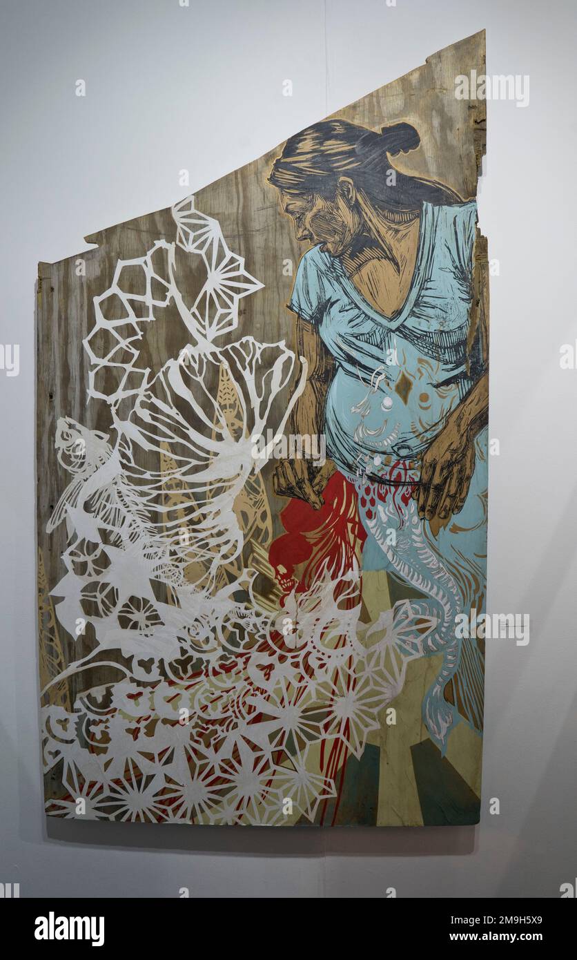 'Swoon', dell'artista Zahra, presso lo stand della galleria Hang-Up Foto Stock