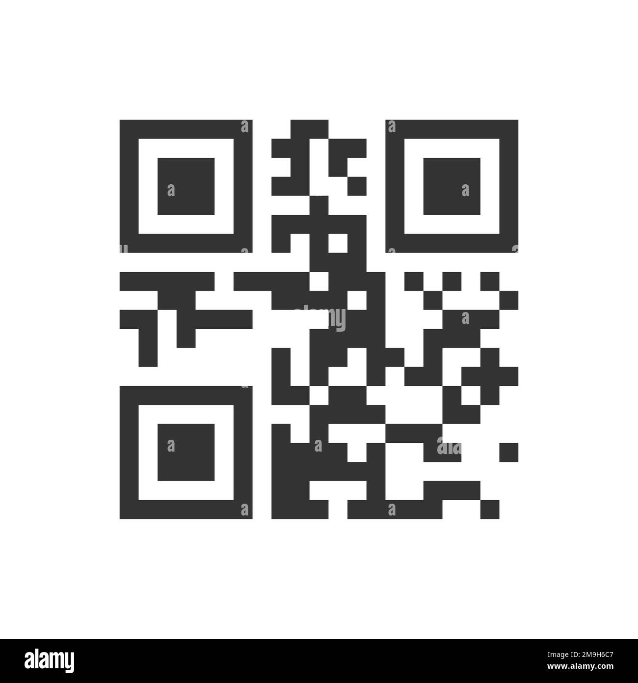 Icona del codice QR. Modello di codice a barre a risposta rapida per la scansione tramite smartphone. Etichetta digitale con dati di identificazione, pagamento o informazioni sul prodotto isolati su sfondo bianco. Illustrazione vettoriale Illustrazione Vettoriale