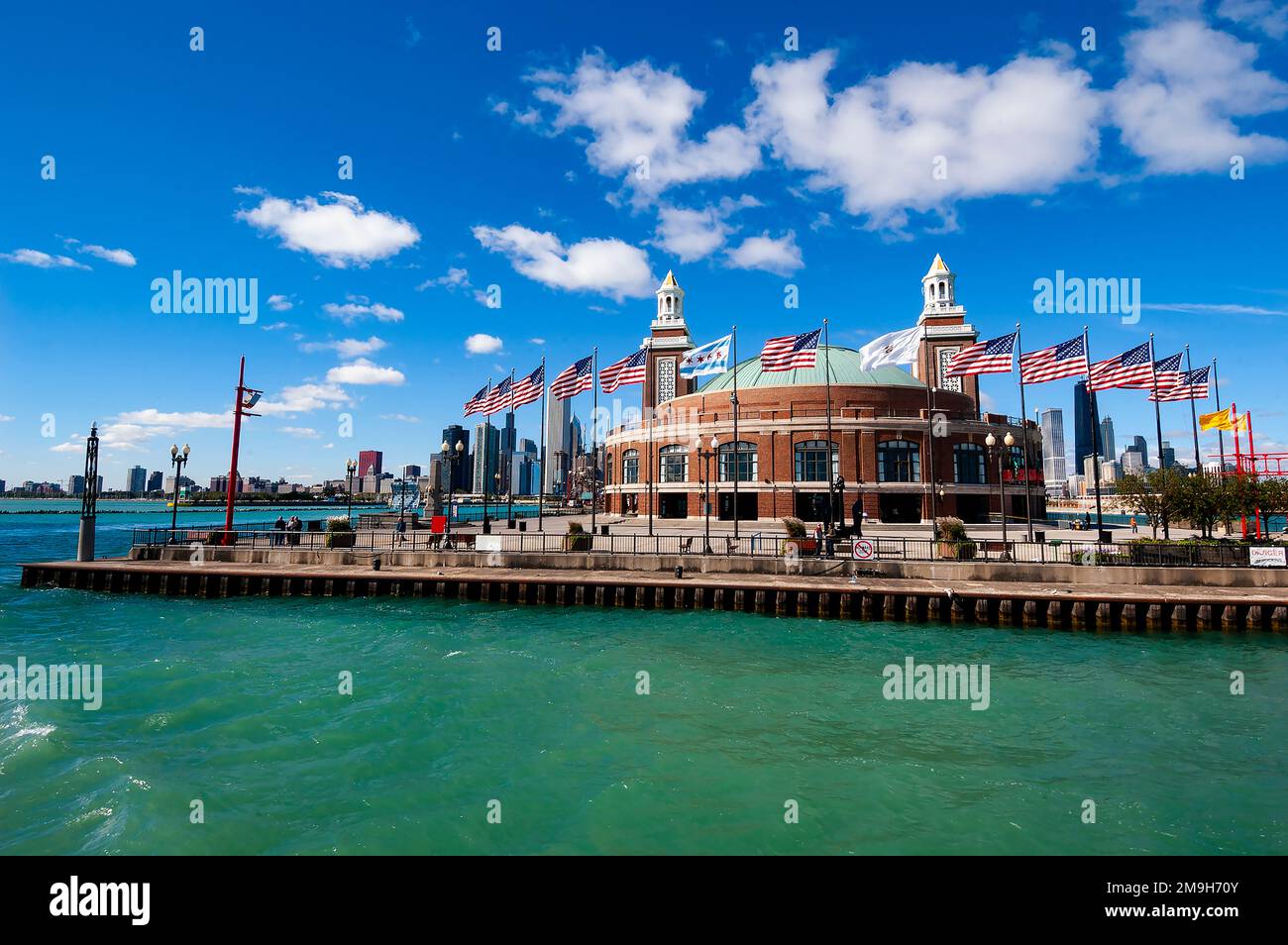 Vista della sala da ballo Aon Grand al Navy Pier, Chicago, Illinois, USA Foto Stock