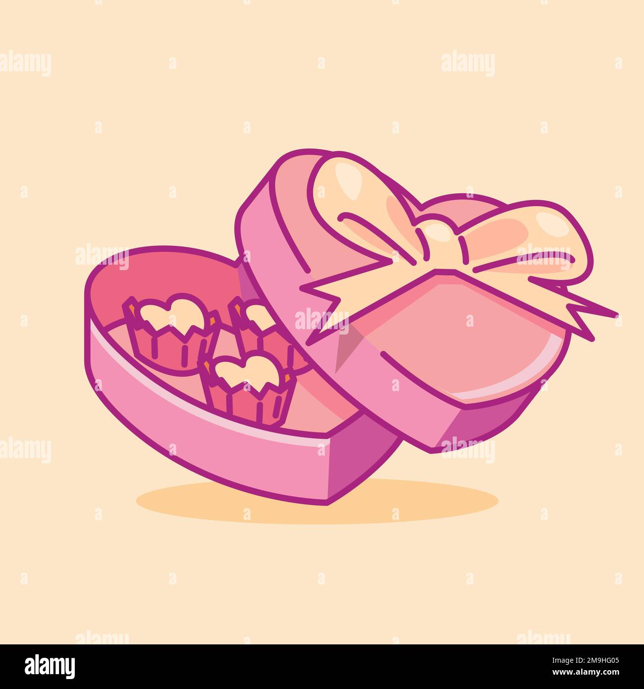 san valentino regalo piatto vettore illustrazione. Carino regalo San Valentino illustrazione. simpatica illustrazione al cioccolato. Illustrazione Vettoriale