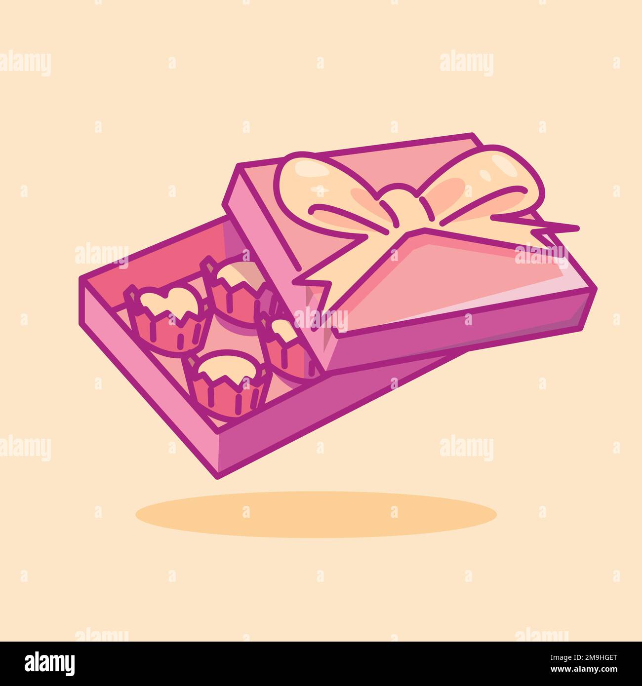 san valentino regalo piatto vettore illustrazione. Carino regalo San Valentino illustrazione. simpatica illustrazione al cioccolato. Illustrazione Vettoriale
