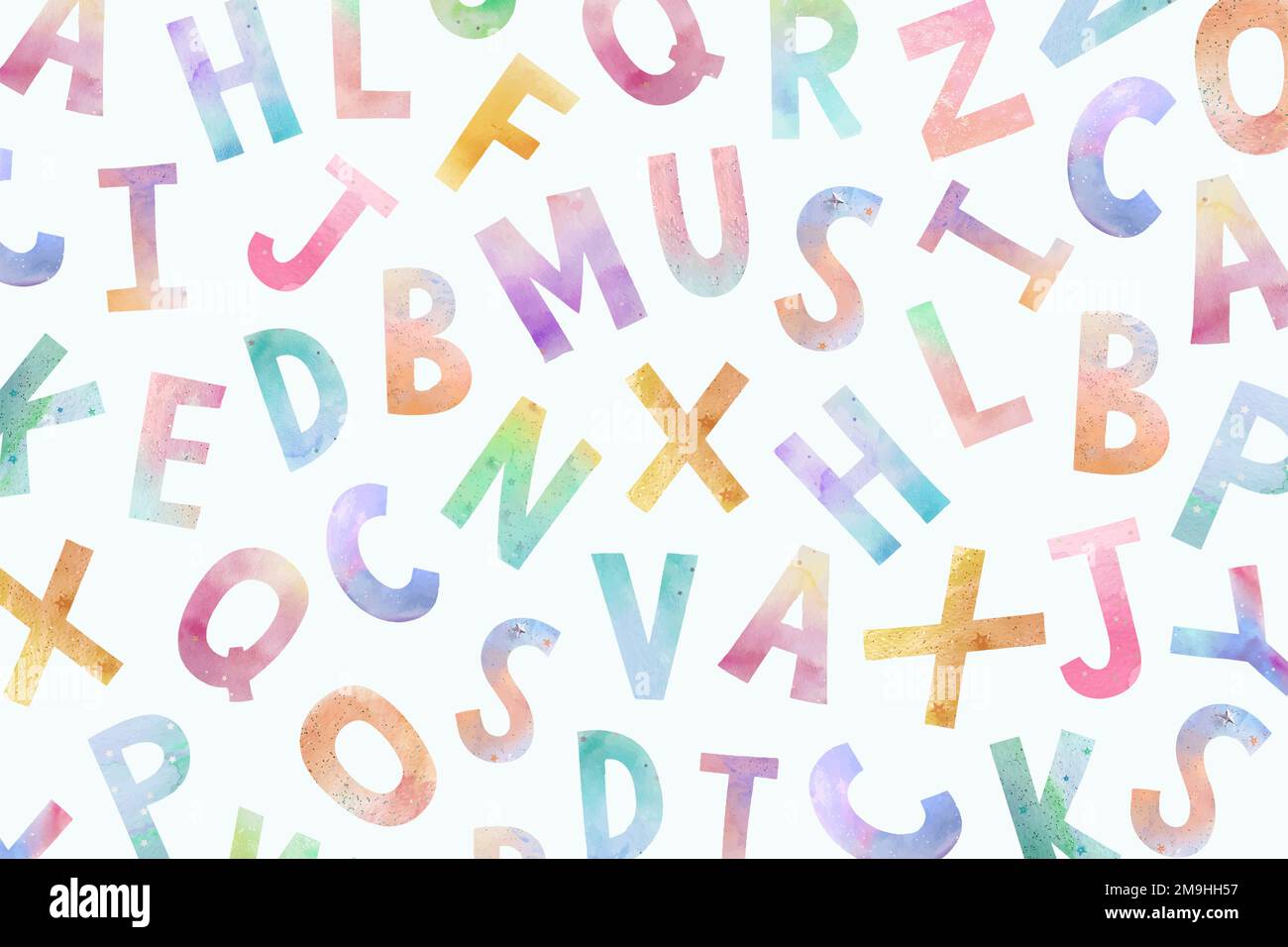 Watercolor inglese lettera carta da parati vettore giocoso Illustrazione Vettoriale