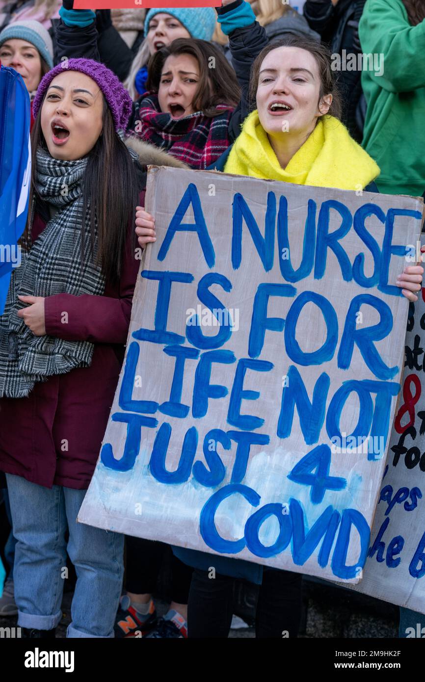 Londra, Regno Unito. 18th Jan, 2023. NHS Nurses strike picket line all'ospedale UCL London UK Credit: Ian Davidson/Alamy Live News Foto Stock
