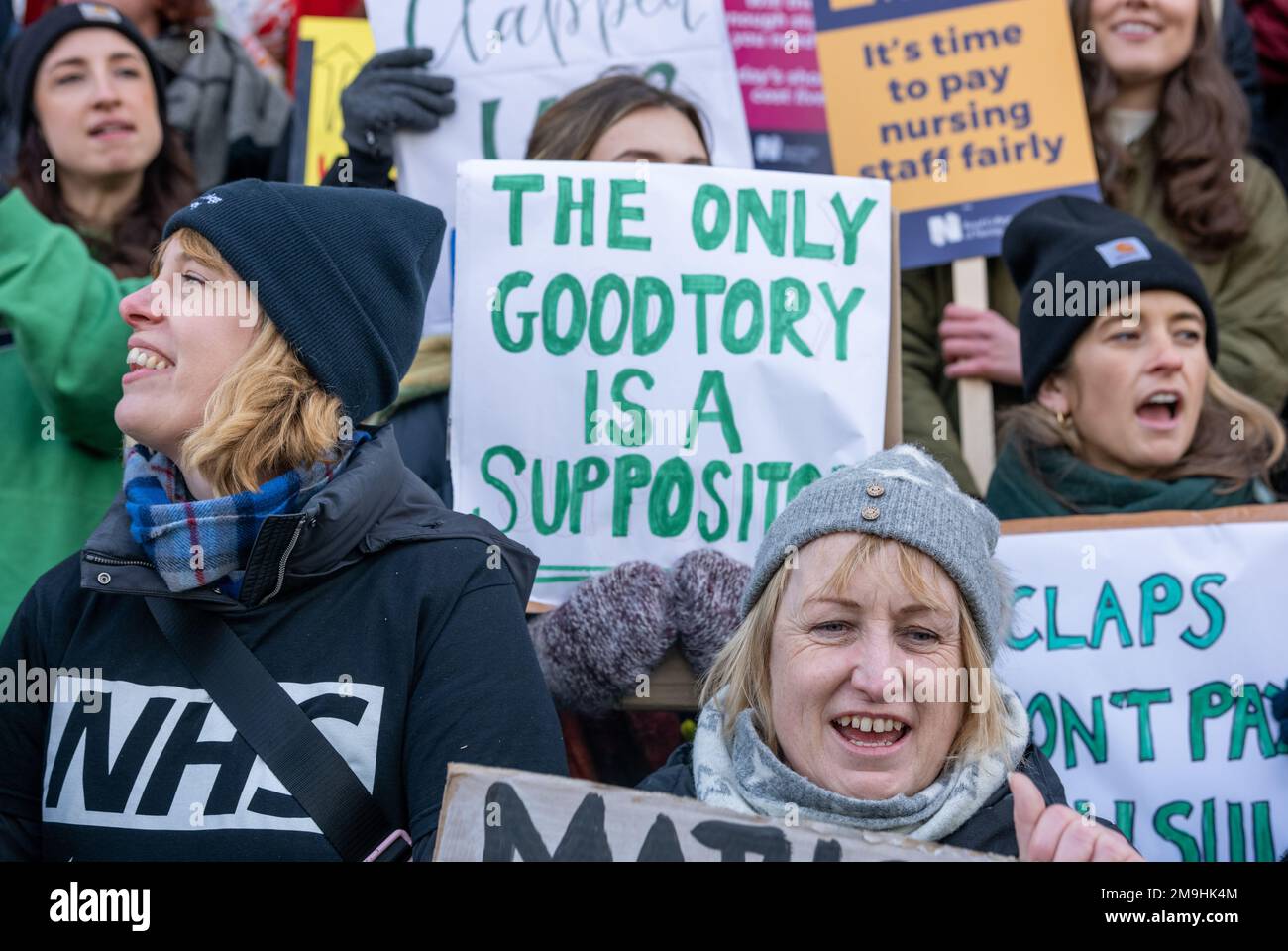 Londra, Regno Unito. 18th Jan, 2023. NHS Nurses strike picket line all'ospedale UCL London UK Credit: Ian Davidson/Alamy Live News Foto Stock