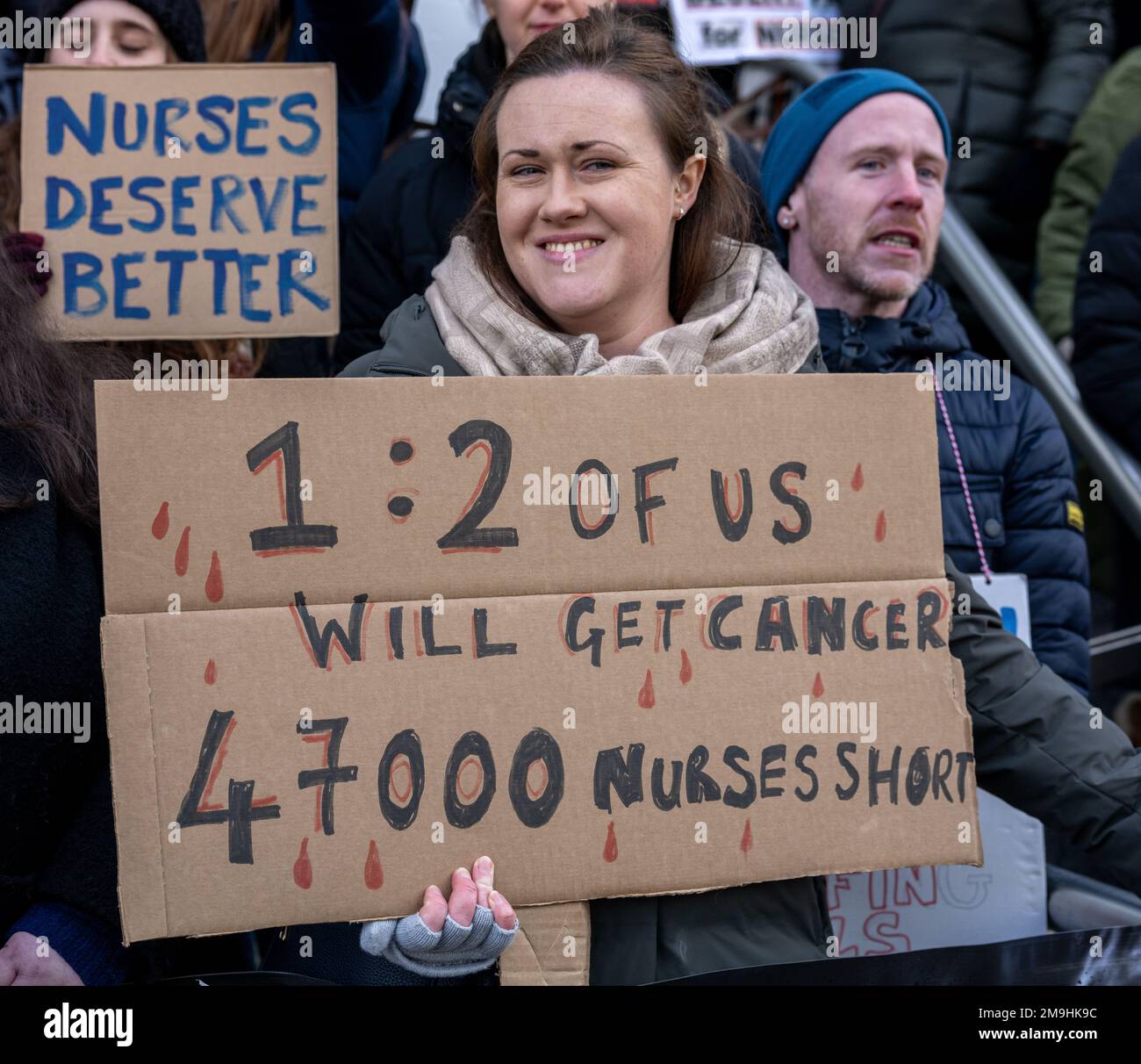 Londra, Regno Unito. 18th Jan, 2023. NHS Nurses strike picket line all'ospedale UCL London UK Credit: Ian Davidson/Alamy Live News Foto Stock