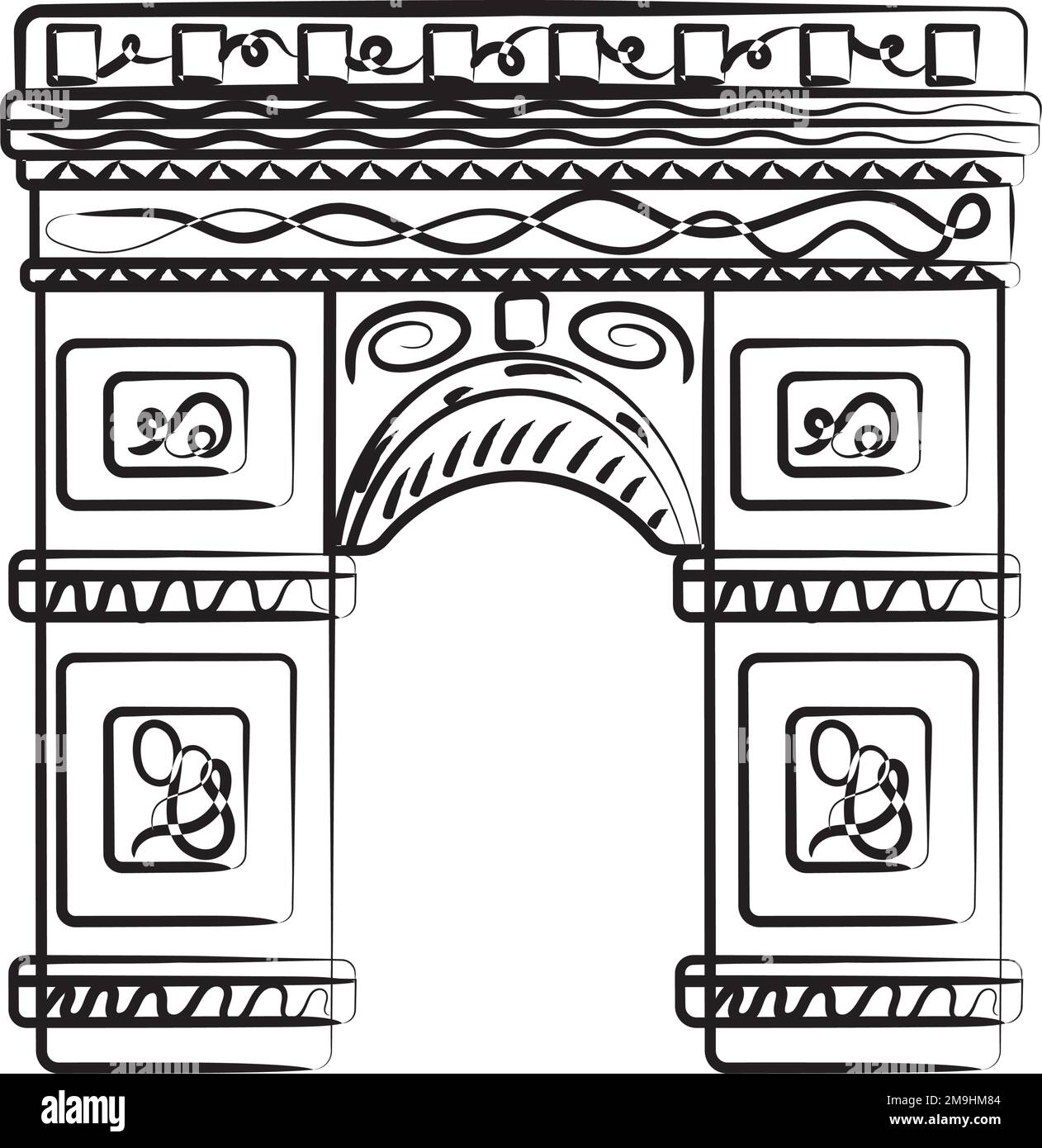 Schizzo isolato del vettore del punto di riferimento Arco di Trionfo Illustrazione Vettoriale