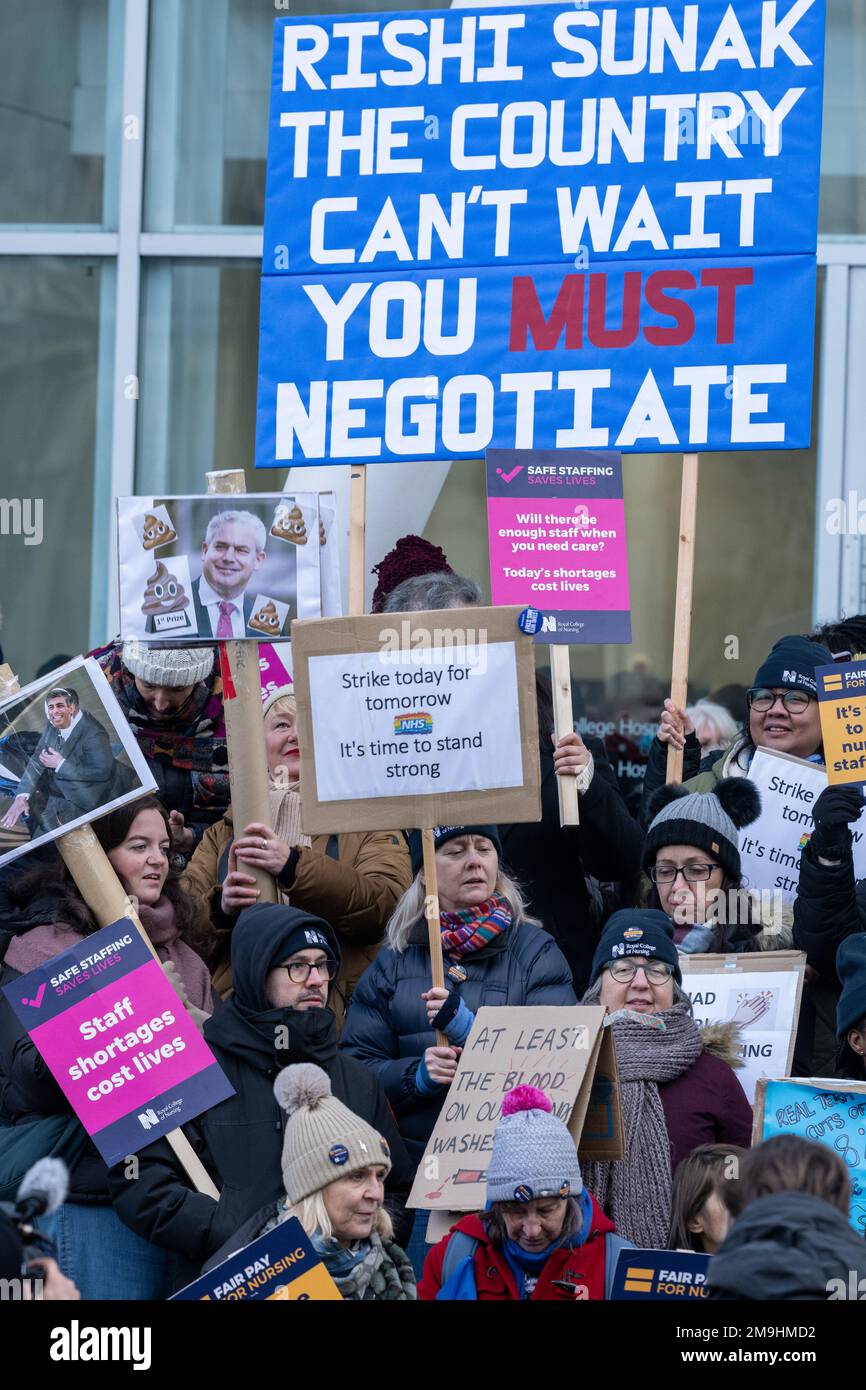 Londra, Regno Unito. 18th Jan, 2023. NHS Nurses strike picket line all'ospedale UCL London UK Credit: Ian Davidson/Alamy Live News Foto Stock