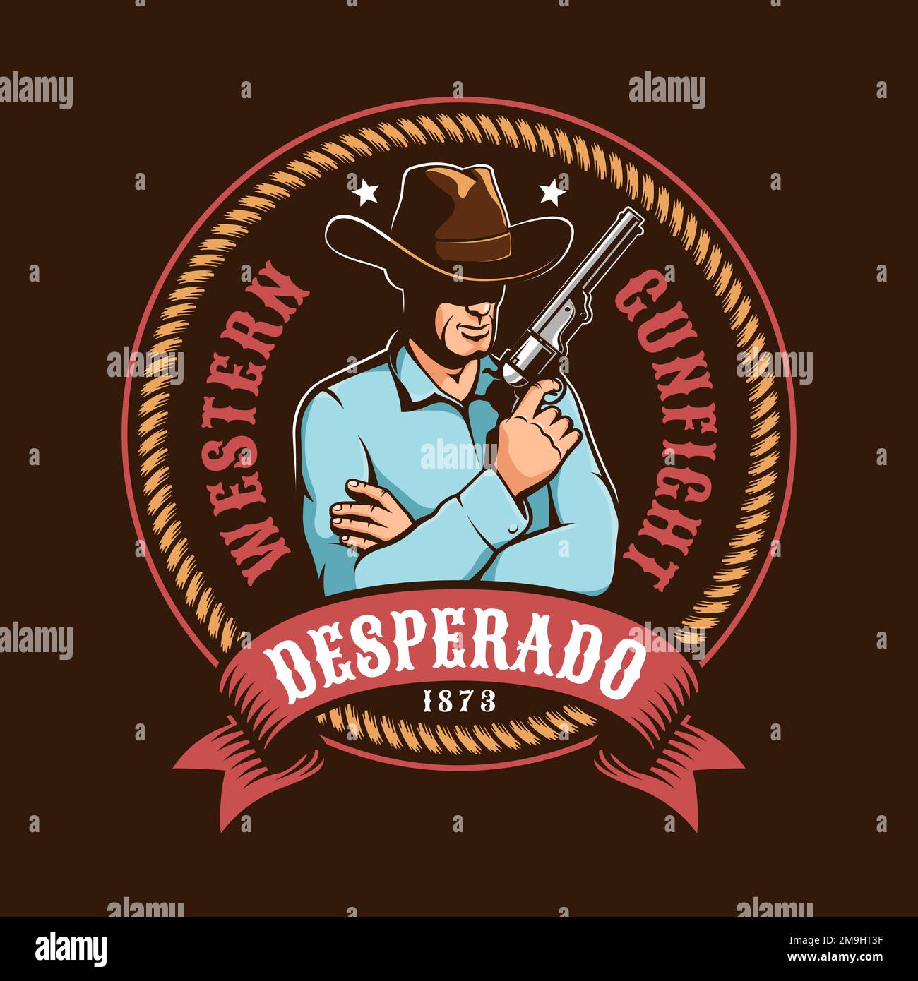 Cowboy con pistola - wild West badge Illustrazione Vettoriale