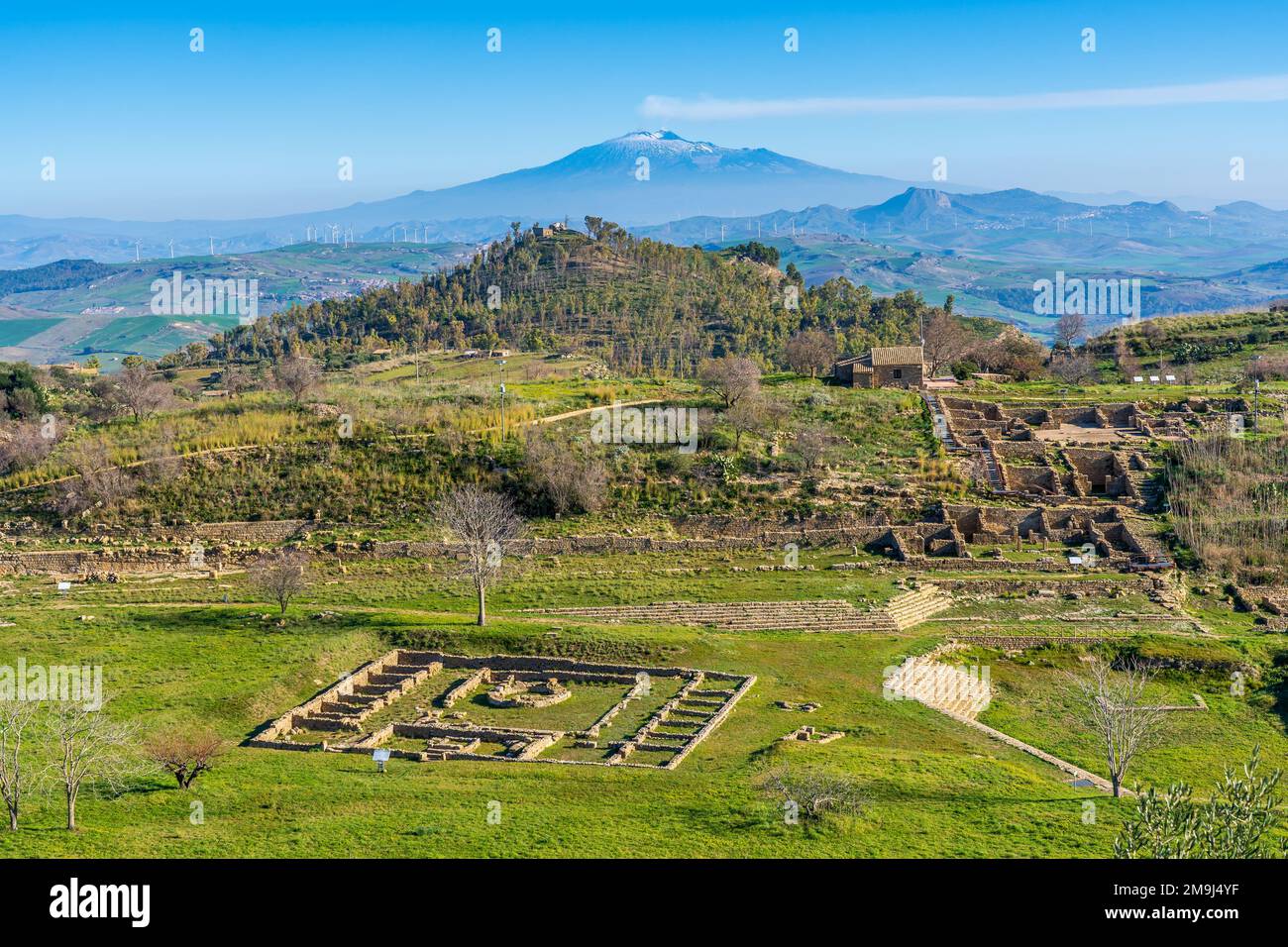 Veduta dell'antica città greca di Morgantina (Sicilia) Foto Stock