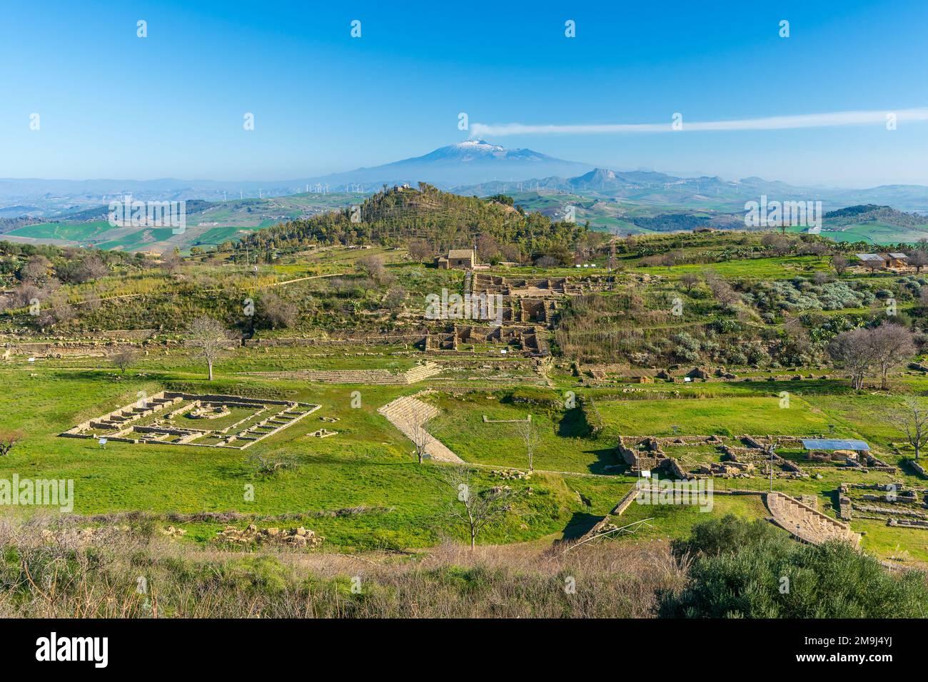Veduta dell'antica città greca di Morgantina (Sicilia) Foto Stock