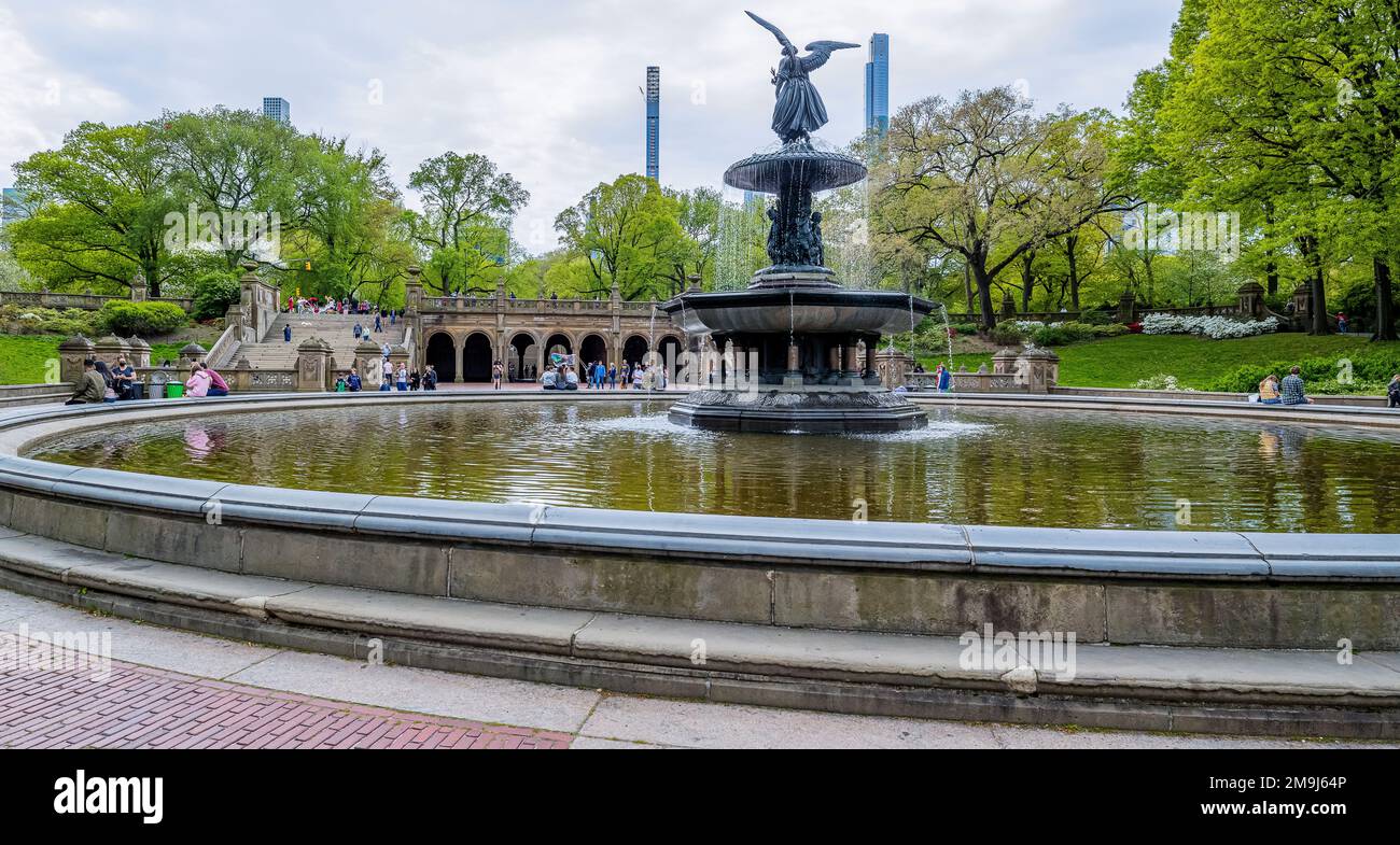 Fontana di Bethesda, al Central Park di New York City, New York, Stati Uniti d'America Foto Stock