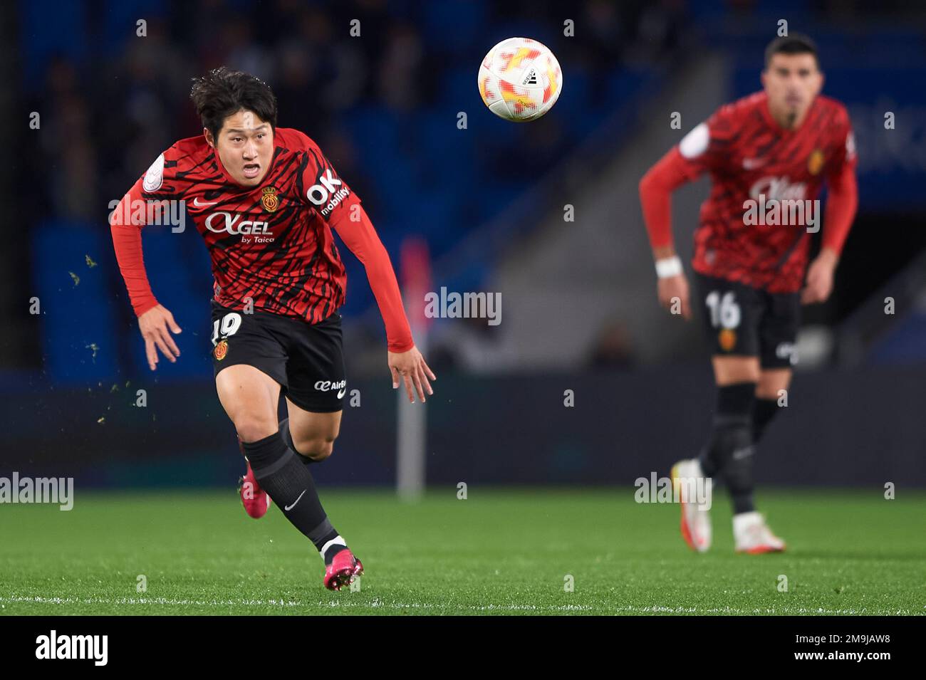 Kang a Lee di RCD Mallorca durante la partita della Copa del Rey tra Real Sociedad e RCD Mallorca allo stadio reale Arena il 17 gennaio 2023, a San se Foto Stock