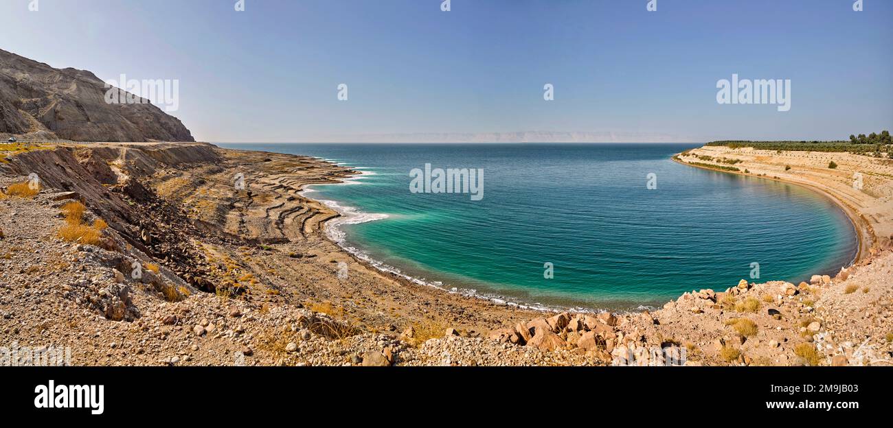 Paesaggio con il Mar Morto, Jordan Rift Valley, Jordan Foto Stock