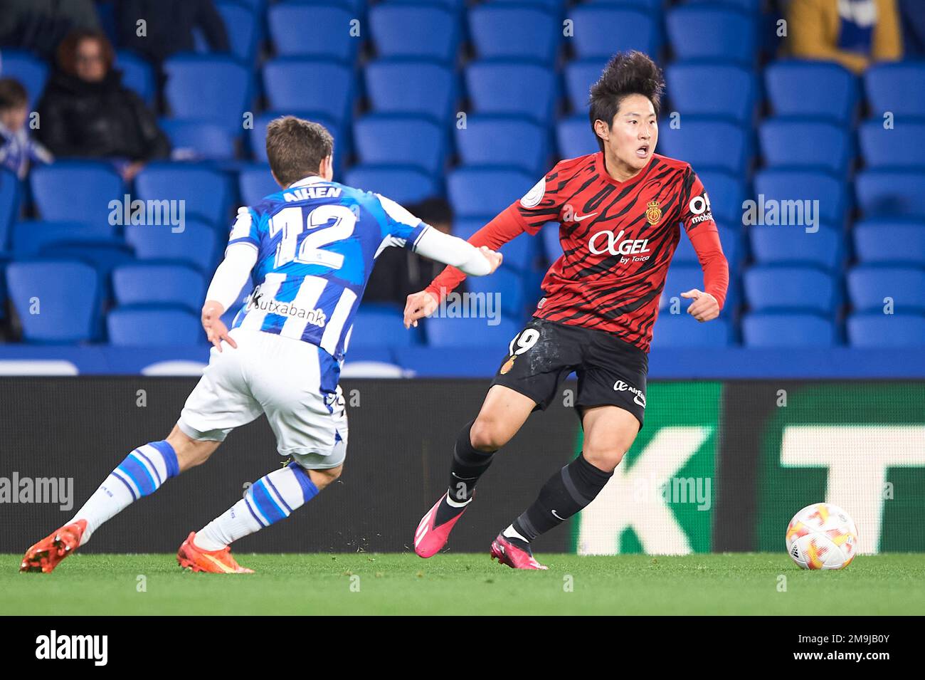 Kang a Lee di RCD Mallorca durante la partita della Copa del Rey tra Real Sociedad e RCD Mallorca allo stadio reale Arena il 17 gennaio 2023, a San se Foto Stock