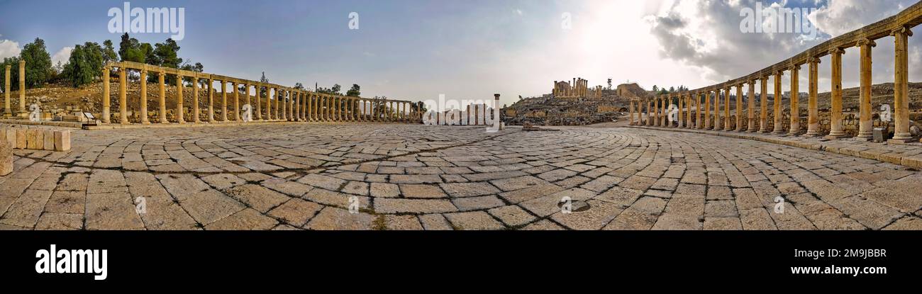 Antiche rovine della città, Jerash, la Gerasa dell'antichità, Giordania Foto Stock