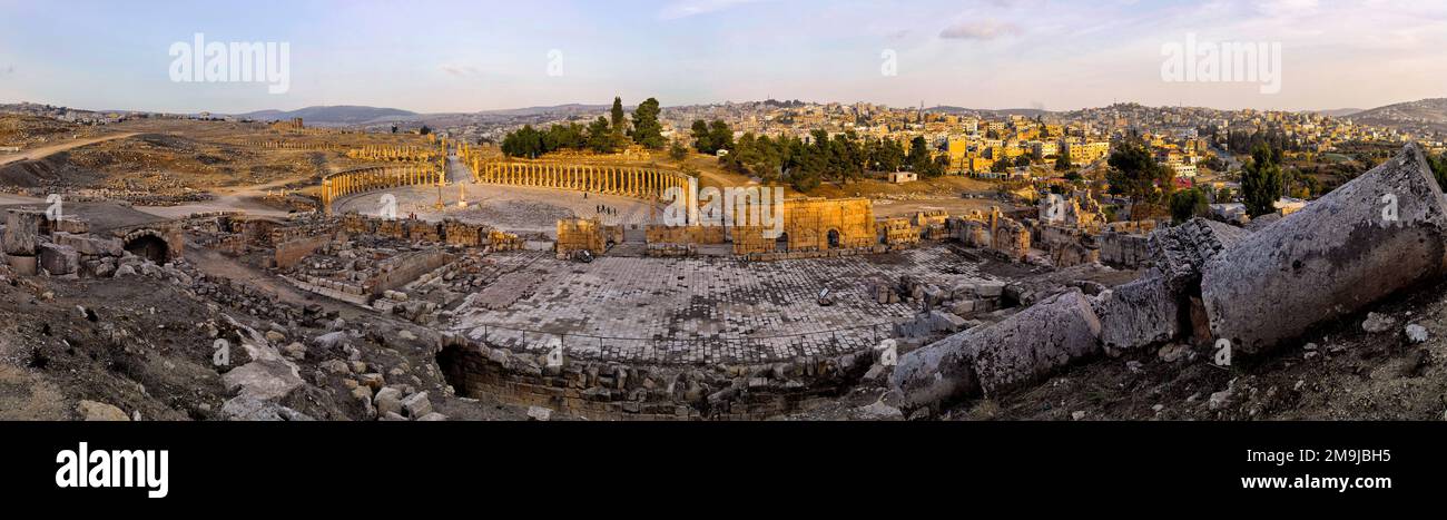 Antiche rovine della città, Jerash, la Gerasa dell'antichità, Giordania Foto Stock