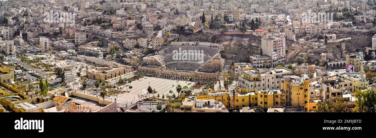 Vista ad alto angolo della città di Amman, Giordania Foto Stock