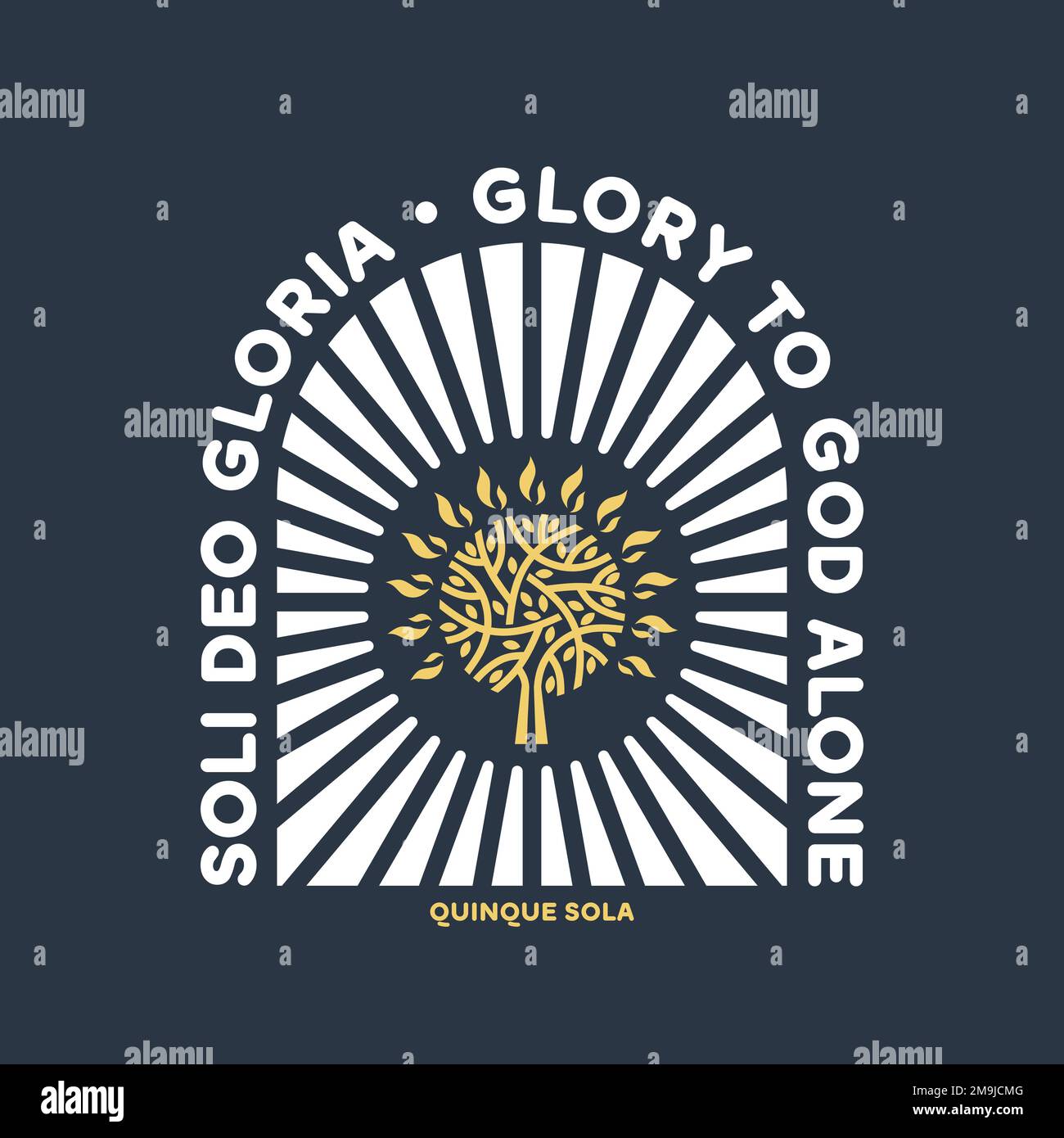 Illustrazione cristiana. Cinque Solas della riforma. Gloria a Dio solo. Illustrazione Vettoriale