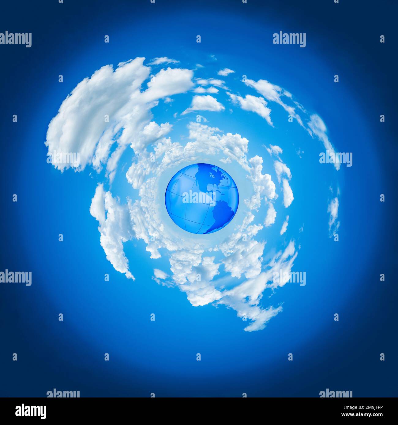 Immagine astratta sferica del pianeta terra e delle nuvole Foto Stock