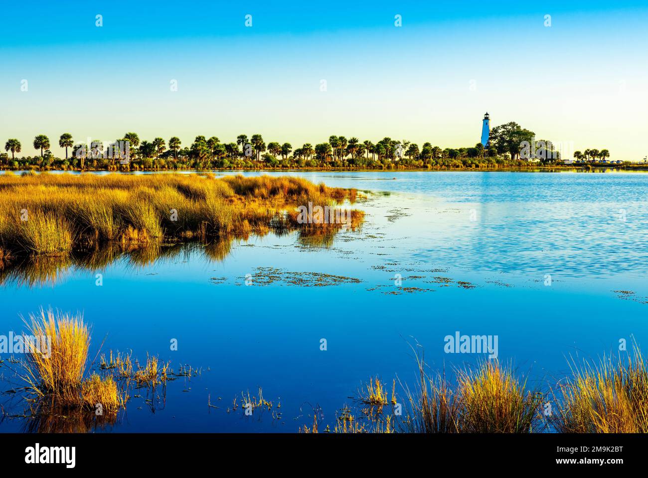 Faro di St. Marks, riserva naturale nazionale di St. Marks, Florida, Stati Uniti Foto Stock