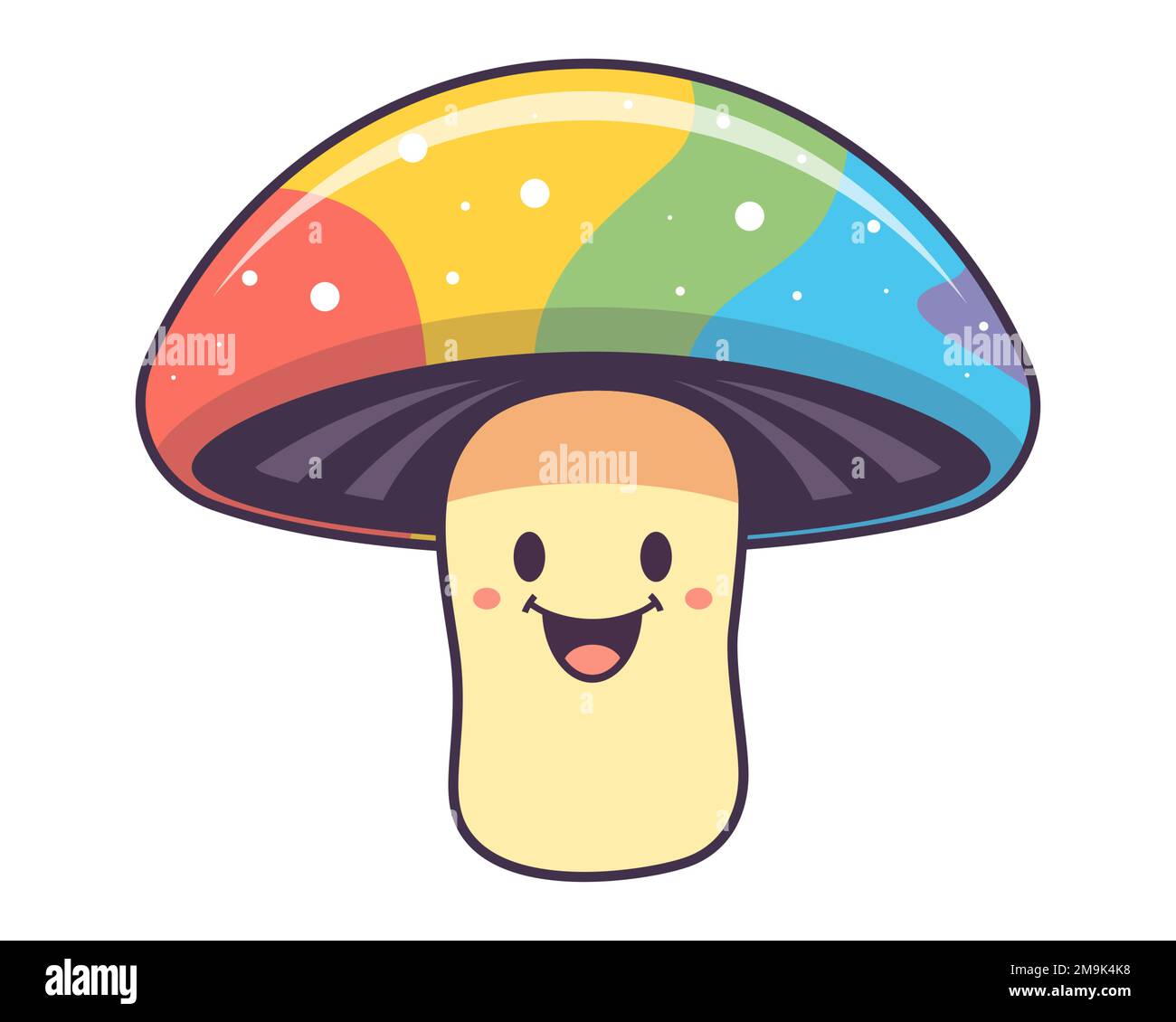 arcobaleno allegro fungo carattere. toadstool allucinogeno. illustrazione del vettore piatto Illustrazione Vettoriale