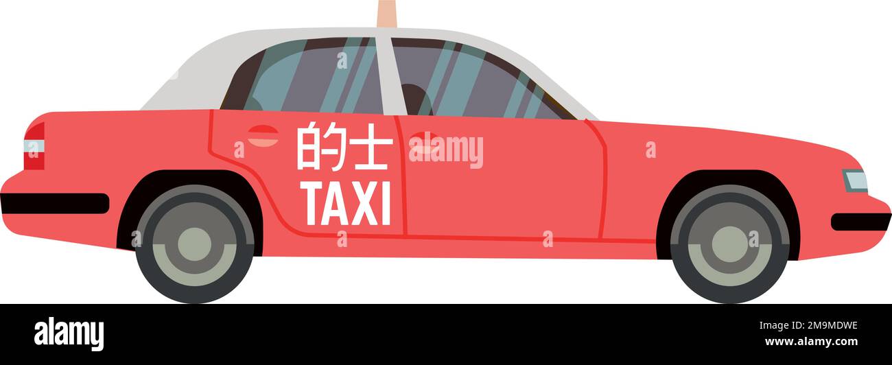 Taxi rosso asiatico icona. Vista laterale della vettura Illustrazione Vettoriale