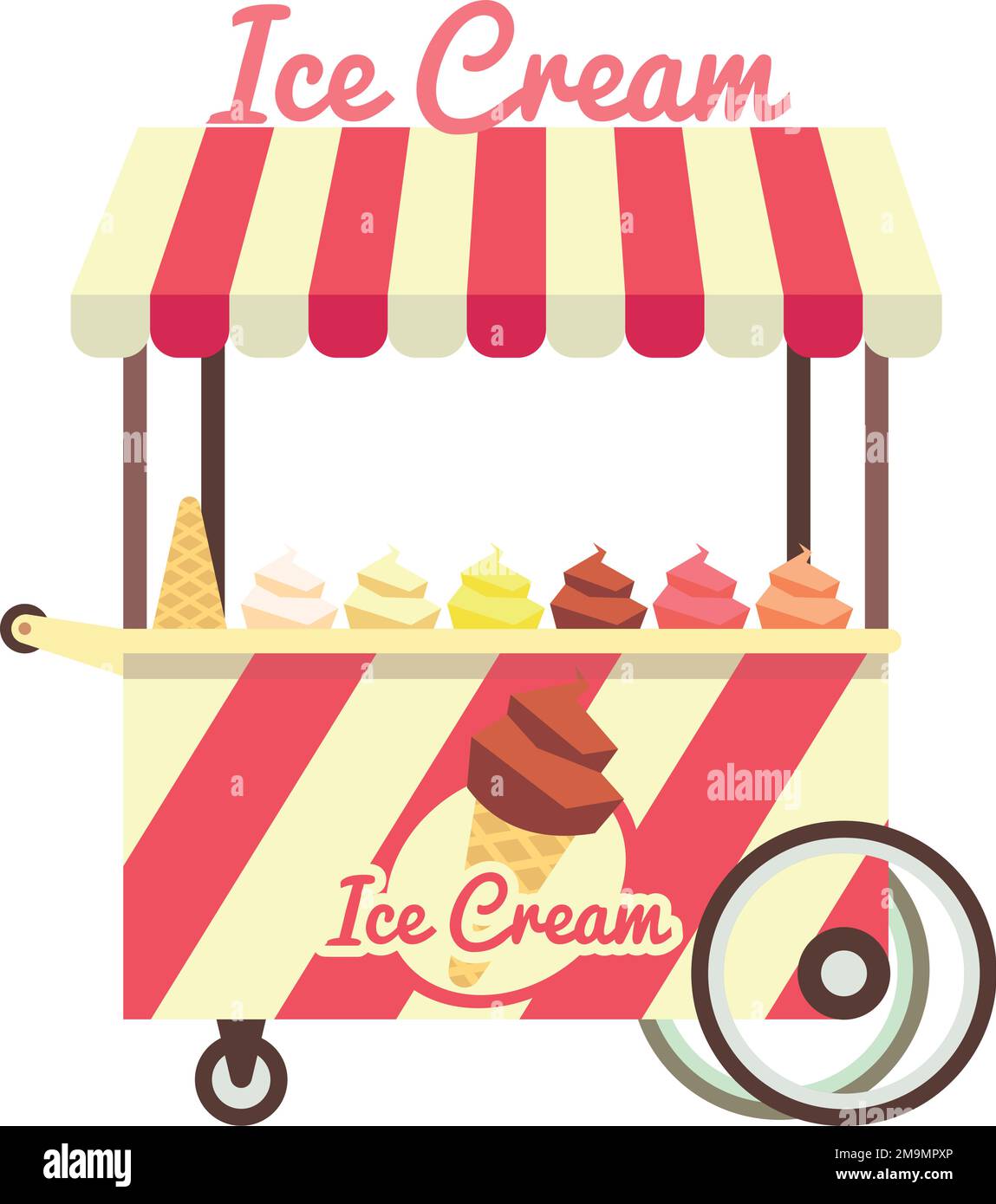 Carrello gelato. Cartoon Street food icona Illustrazione Vettoriale