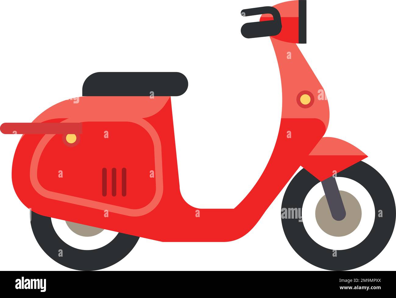 Icona scooter rossa. Vista laterale del ciclomotore cartoon Illustrazione Vettoriale