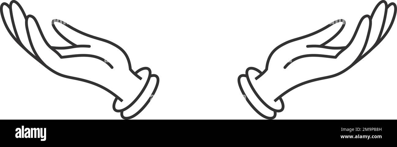 Icona bracci aperti. Simbolo coppia mani umane Illustrazione Vettoriale