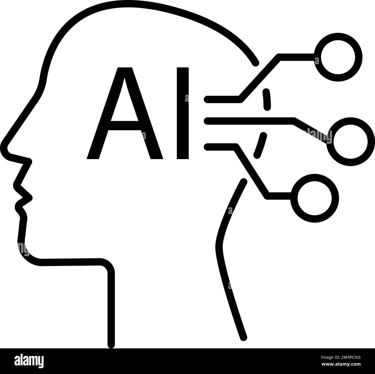 IA, intelligenza artificiale, icona del vettore su sfondo trasparente. Contorno ai, artificiale, intelligenza artificiale icona vettoriale Illustrazione Vettoriale