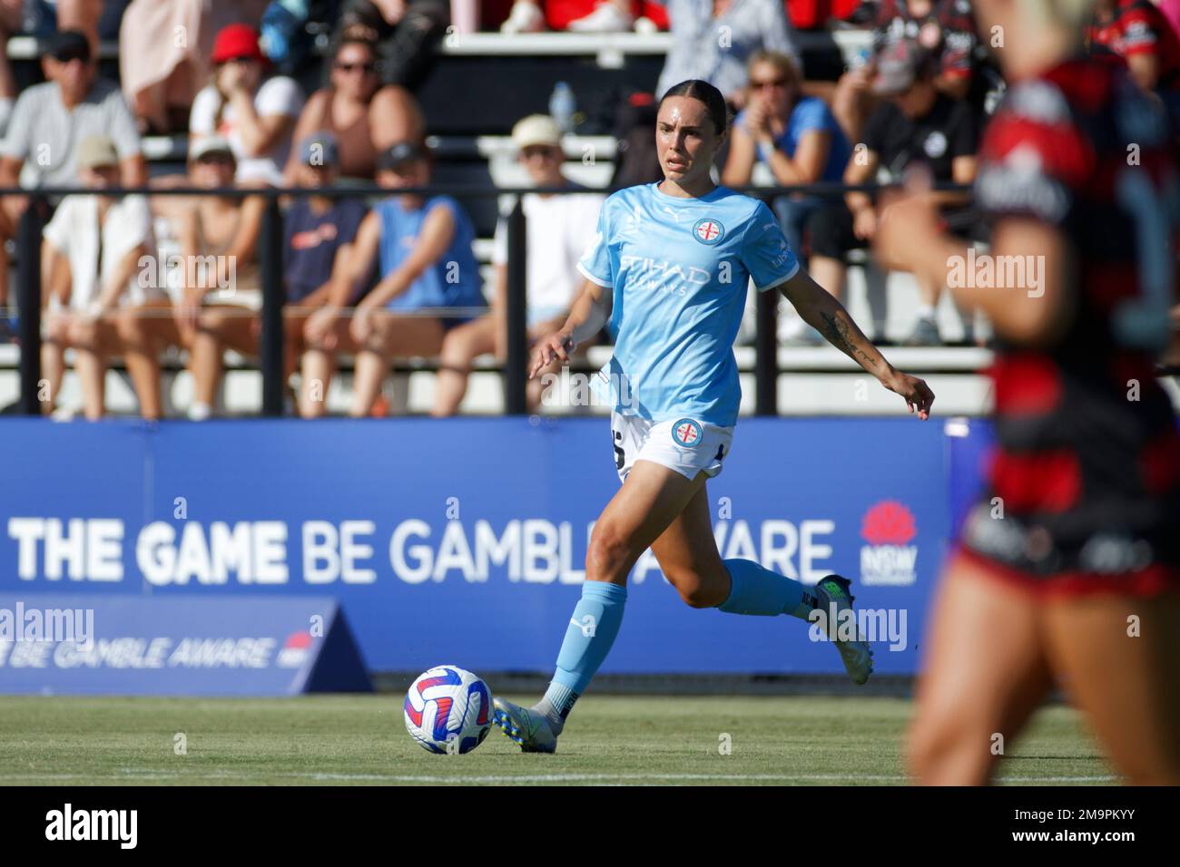 Emma Checker di Melbourne City controlla la palla durante la partita tra Wanderers e Melbourne City al Wanderers Football Stadium il 8 gennaio 202 Foto Stock