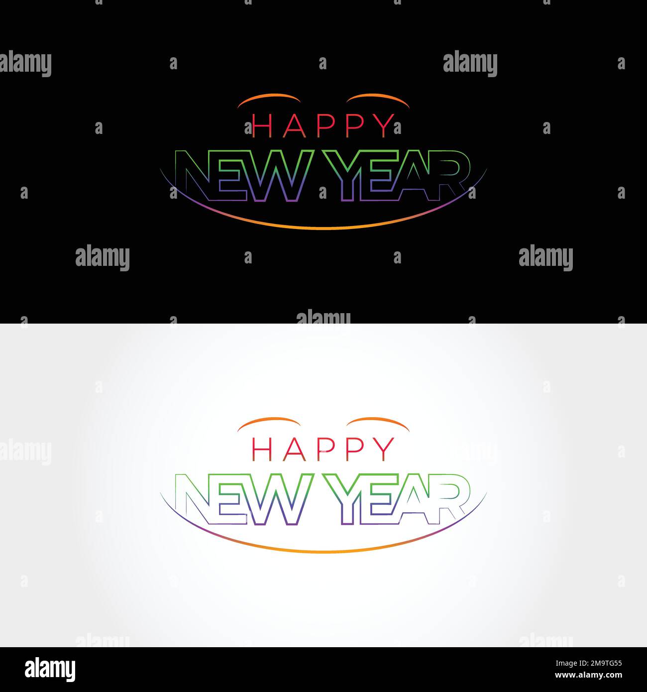 Buon anno con i colori neon. Illustrazione Vettoriale