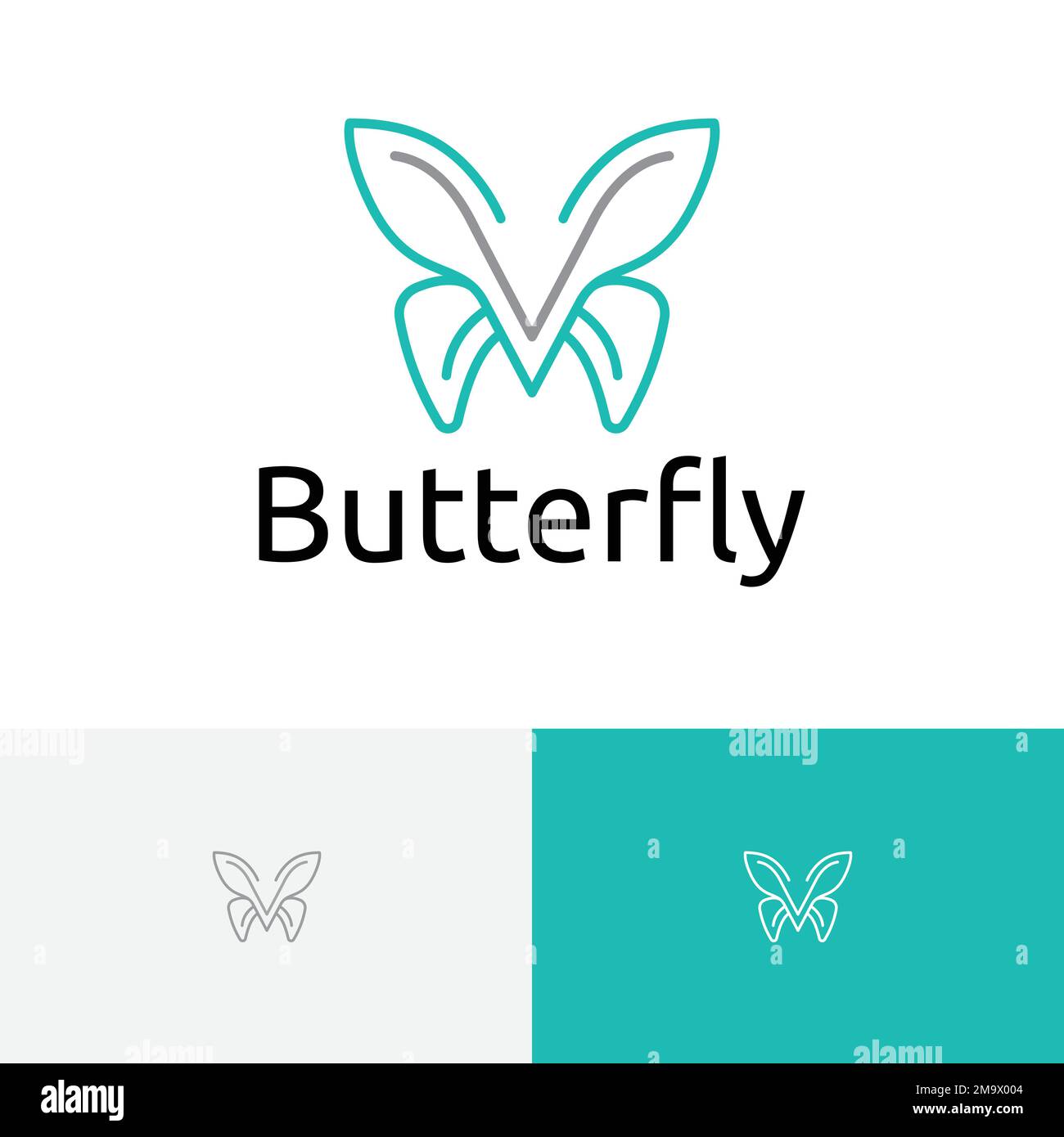 Farfalla ali natura Fly animale semplice monolina Logo Illustrazione Vettoriale