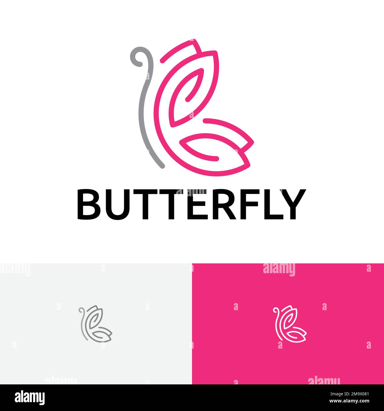 Farfalla natura Fly animale semplice monolina Logo Illustrazione Vettoriale