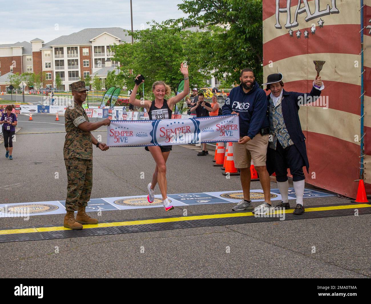 Grace Vandegrift, nativo di Valrico, Florida, vince 2022 Marine Corps Marathon Semper cinque con un tempo di 34 minuti e tre secondi al Fredericksburg Expo and Conference Center, Fredericksburg, Virginia, 22 maggio 2022. The Historic Half è una gara di 13,1 miglia ha attirato circa 4.000 partecipanti per promuovere il fitness fisico, generare buona volontà nella comunità e mostrare le capacità organizzative del corpo Marino. L'evento includeva anche il Semper Five, 5 miglia, e il Devi Devi Double, 18,1 miglia. Foto Stock