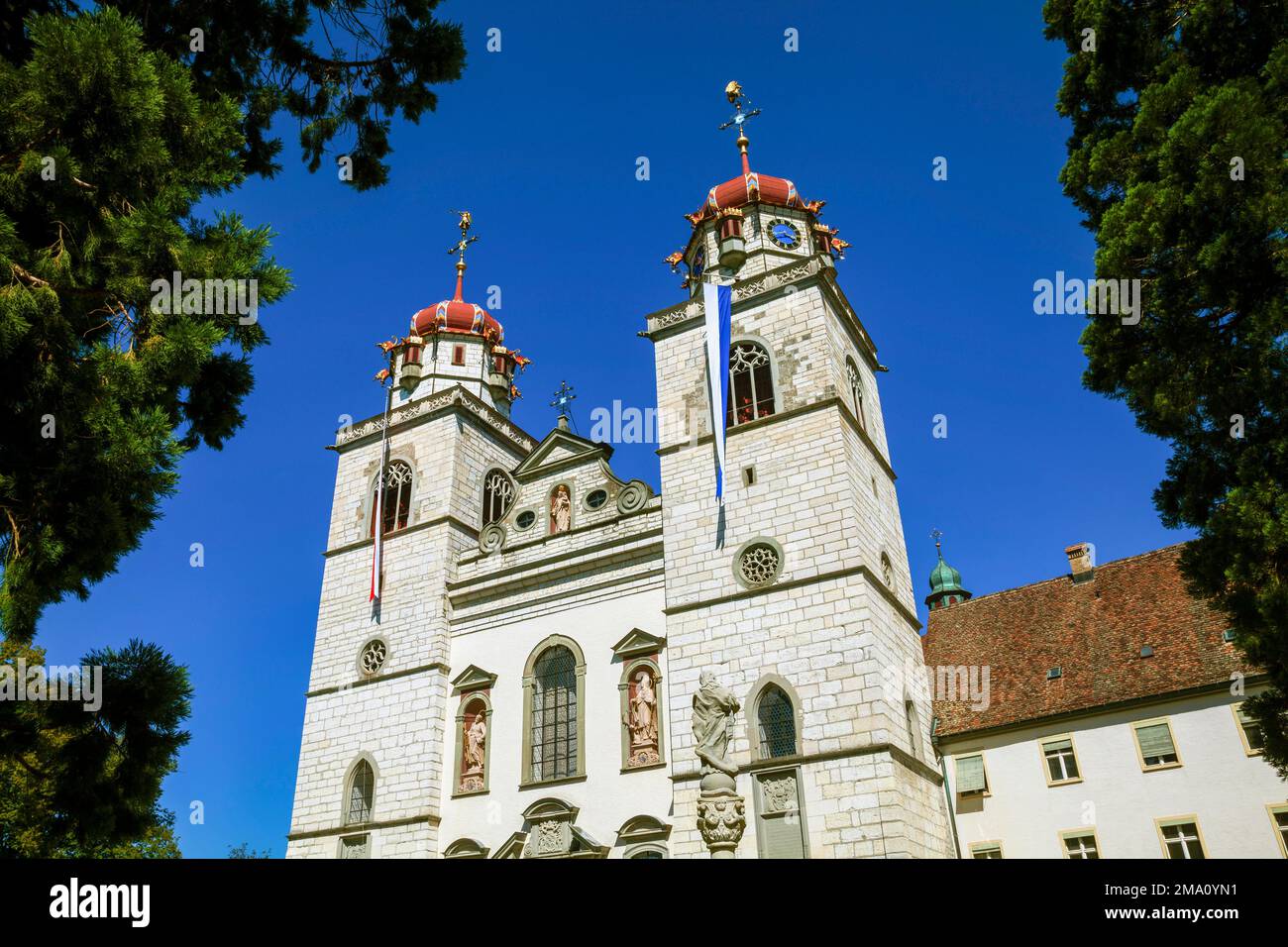 Chiesa del monastero, ex monastero benedettino, Rheinau, Alto Reno, Canton Zurigo, Svizzera, Foto Stock