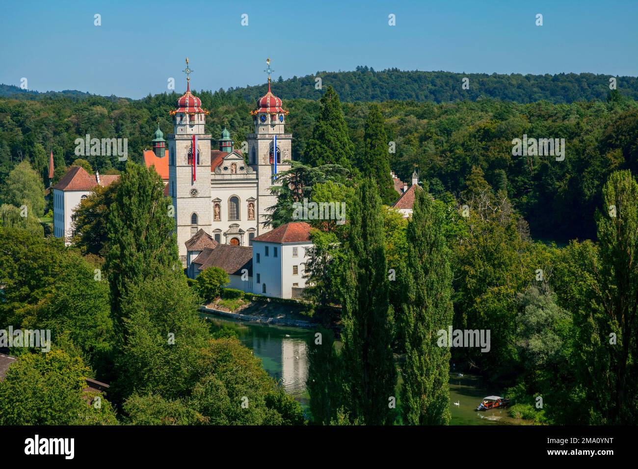 Ex monastero benedettino sull'Alto Reno, Rheinau, Canton Zurigo, Svizzera, Foto Stock