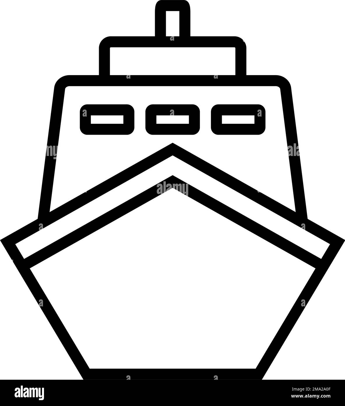Icona di una nave semplice. Trasporto marittimo nave da carico. Vettore modificabile. Illustrazione Vettoriale