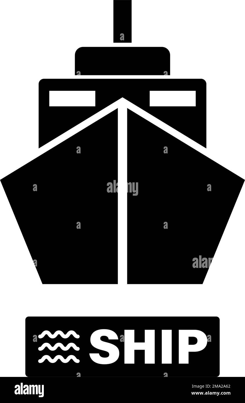 Icona Ship silhouette. Icona della nave da carico. Vettore modificabile. Illustrazione Vettoriale