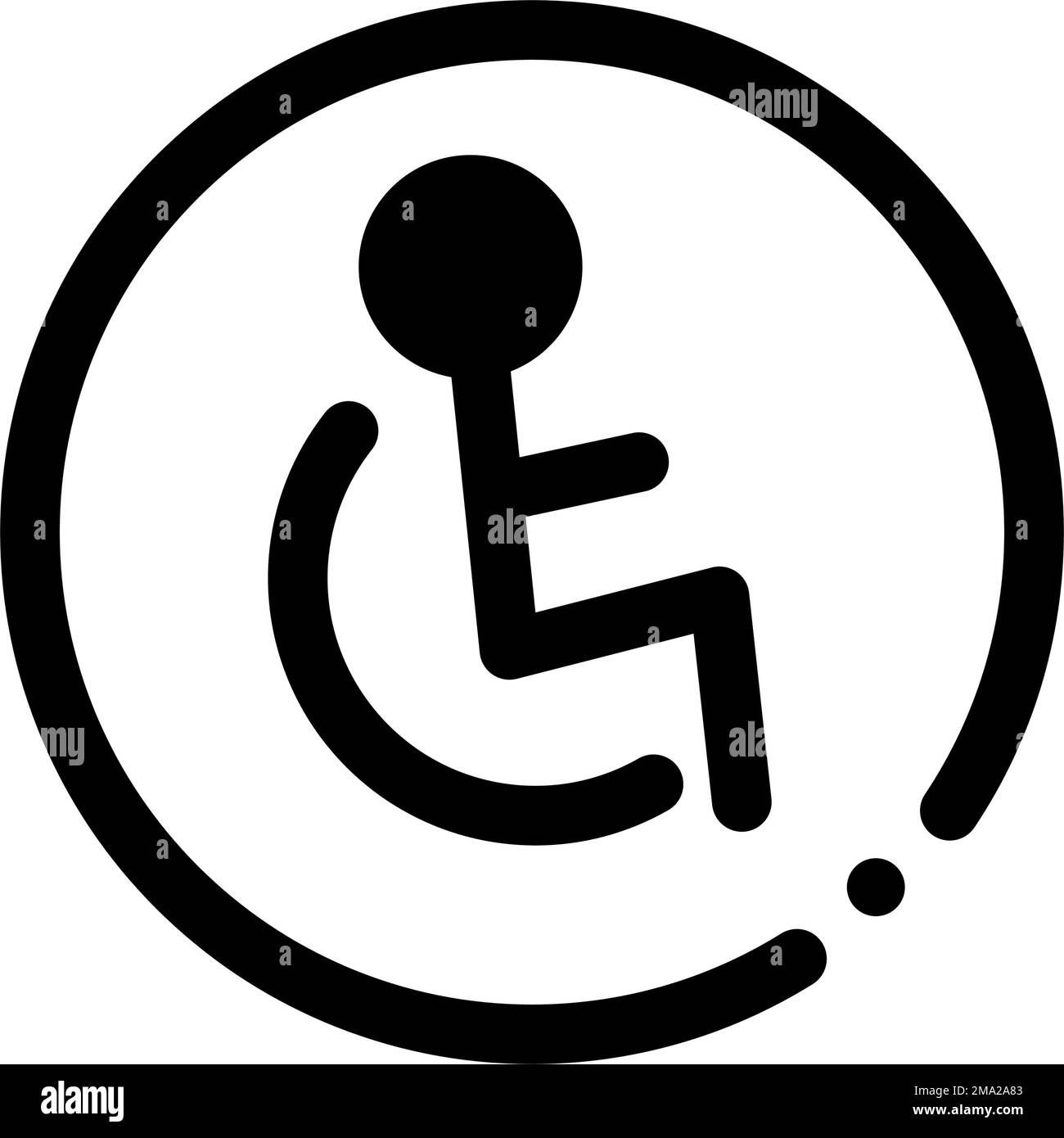 Icona moderna della sedia a rotelle rotonda. Simbolo di disabilità. Vettore modificabile. Illustrazione Vettoriale