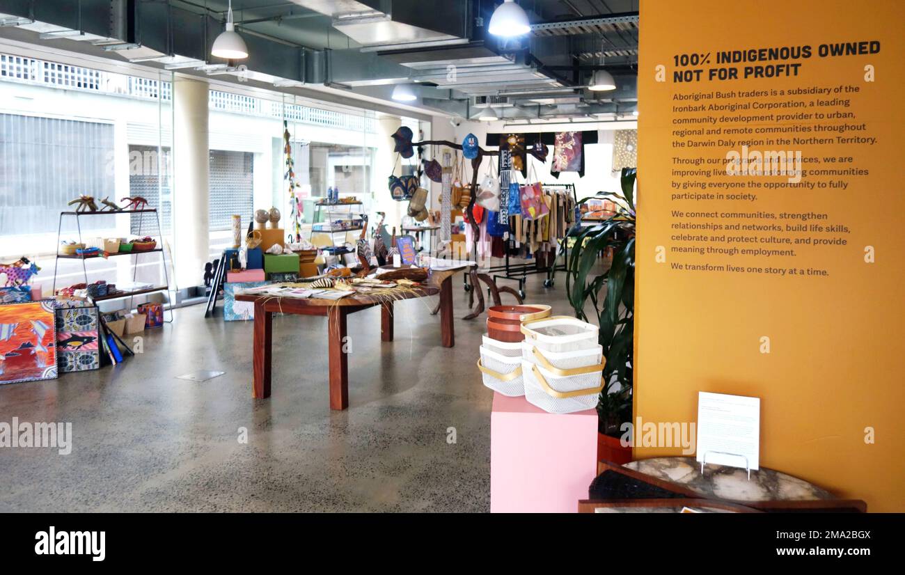 Aboriginal Bush Traders, 100% indigeni posseduto non-profit arte e fornitori di cibo a Darwin, territorio del Nord, Australia. No PR Foto Stock